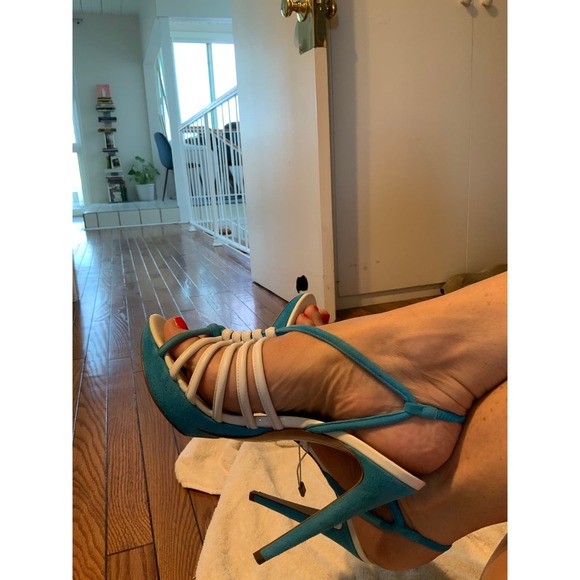 New Old Stock POLLINI 🍭 BaBy BluE + WhIte Heels 9 - Picture 2 of 16